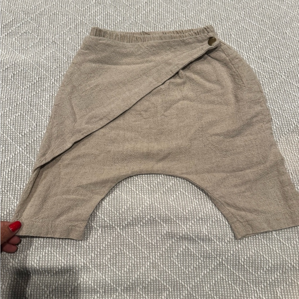 Neve/Hawk Neutral Taupe Wrap-Front Harem pants